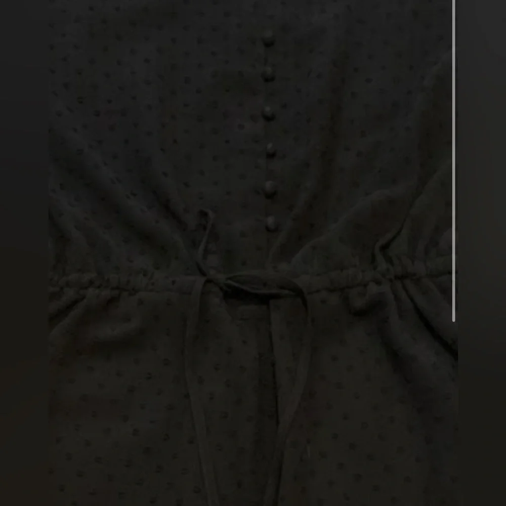 BeachSissi Romper Women’s Size Medium Black Swiss Dot Button Front Tie Waist
